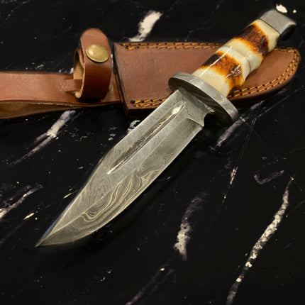 Damascus Hunting Knife Full Tang with Damascus Hilt Custom Hunter TD-216