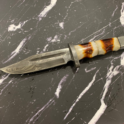 Damascus Hunting Knife Full Tang with Damascus Hilt Custom Hunter TD-216