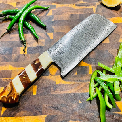 5-Piece Damascus & Arylic Knife Set / With Leather carry Bag