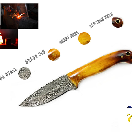 Damascus Hunting Knife, Forged, TD-204