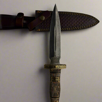 Decorative dagger with ornate handle on a dark background