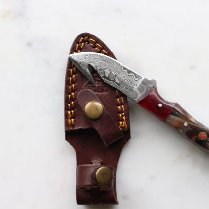 The Ravager – Damascus Gut Hook Hunting Knife - TK-400