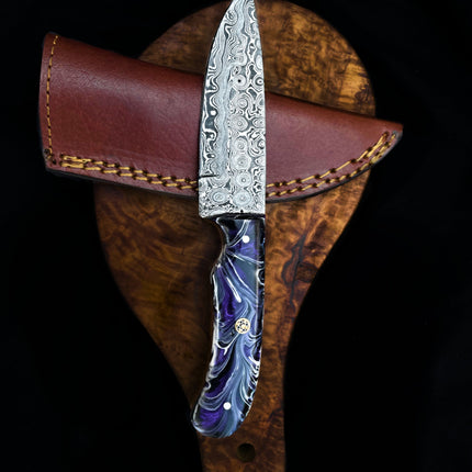 Damascus Steel EDC Knife TD-702 Midnight Prism