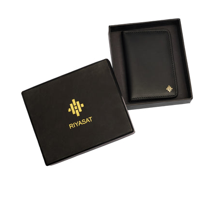 Slim Sleeved Leather Wallets - Charcoal Black