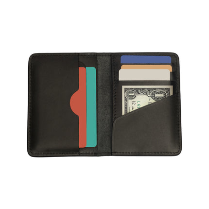 Slim Sleeved Leather Wallets - Charcoal Black