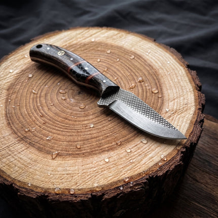 "Honeycomb Timber" Skinner | High Carbon RASP Steel Blade, Honeycomb Wood Inlay TIK-005