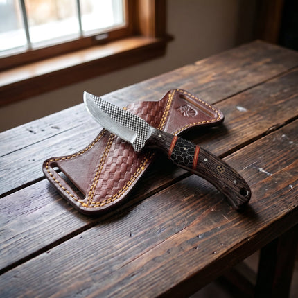 "Honeycomb Timber" Skinner | High Carbon RASP Steel Blade, Honeycomb Wood Inlay TIK-005