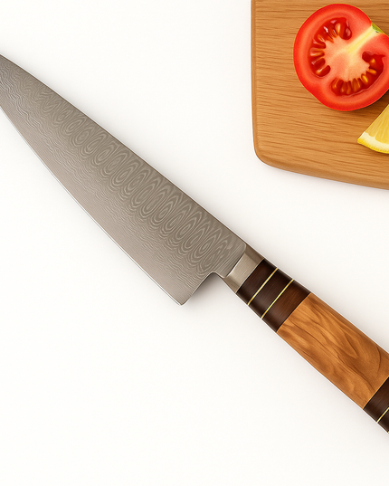 Damascus Steel Japanese Gyuto Style with Walnut Handle | Chef Knife