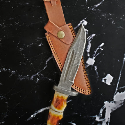 Damascus Hunting Knife Full Tang with Damascus Hilt Custom Hunter TD-216