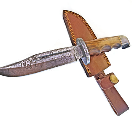 Damascus Hunting Knife Full Tang with Damascus Hilt Custom Hunter TD-216