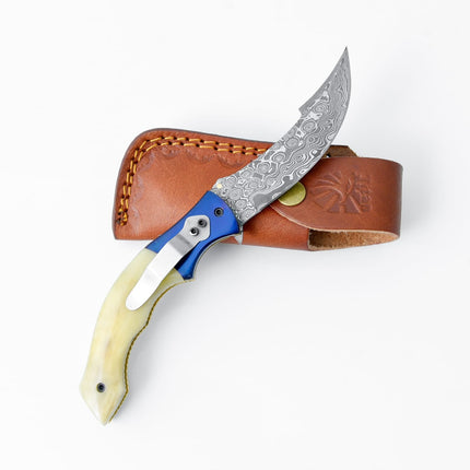 AzureGlide Clip Point Series Damascus Steel  TF-048