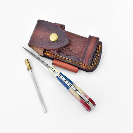 Damascus steel pocket knife Limited Run Patriot TF-055