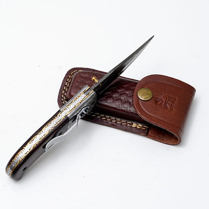 classico- Raindrop Damascus folding blade/ EDC/ Buck engraved TF-121