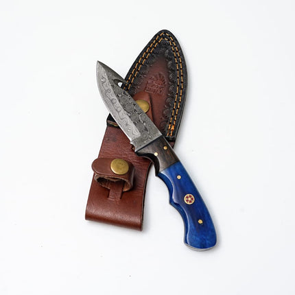 Damascus Skinning gut hook, Hunting Knife TD-176