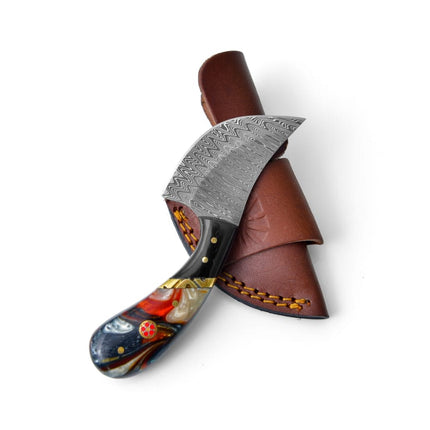 Damascus Curve Utility Knife TK-460