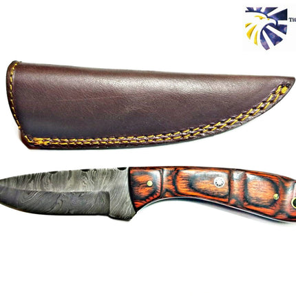 HAND FORGED KNIFE, DAMASCUS KNIFE, DROP- STYLE BLADE, Rosewood SCALES HUNTING KNIFE TD-180 (1)