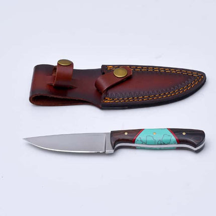 Custom Handmade Pairing Knife with Leather Sheath TS-003