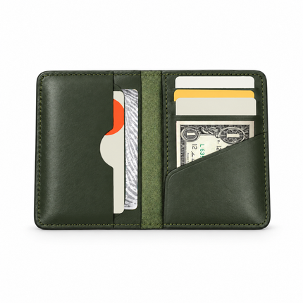 Slim Sleeved Leather Wallets - Deep Teal Green
