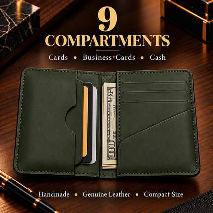 Slim Sleeved Leather Wallets - Deep Teal Green