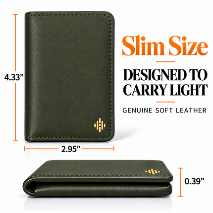 Slim Sleeved Leather Wallets - Deep Teal Green