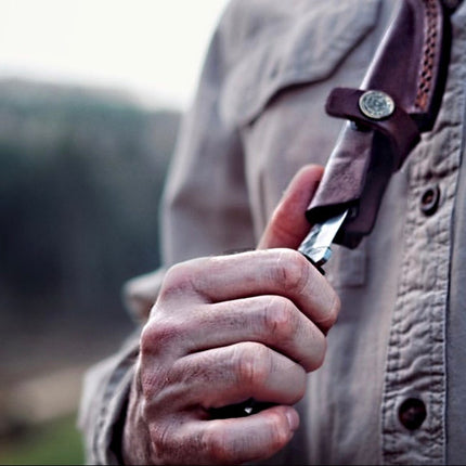 E3 Carbon 1080 neck knife with forged scales, MINI /ROSEWOOD GRIP TC-003