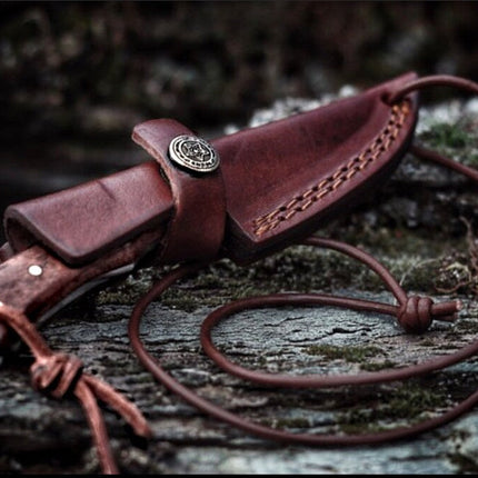 E3 Carbon 1080 neck knife with forged scales, MINI /ROSEWOOD GRIP TC-003