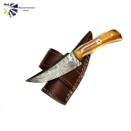 Hand forged Damascus Knife Neck Knife TD-178 Burnt Bone