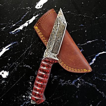 A 2. Diver - Damascus steel/ EDC / cherry wood TD-275