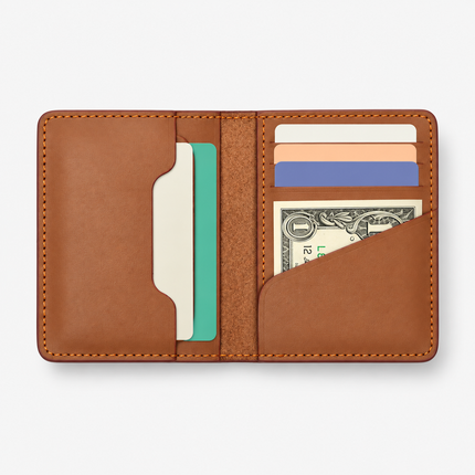 Slim Sleeved Leather Wallets - Tan
